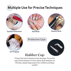 Black Eyelash Extension Curved 45 Degree Angled Tweezer - Cross Edge Corporation
