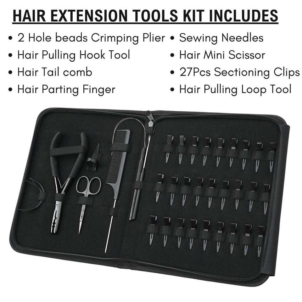 l Hair Extension Tools Kit for 2 Hole Bead Crimping Hook Loop & Salon Application - Cross Edge Corporation