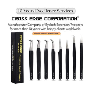Black Eyelash Extension Curved 45 Degree Angled Tweezer - Cross Edge Corporation