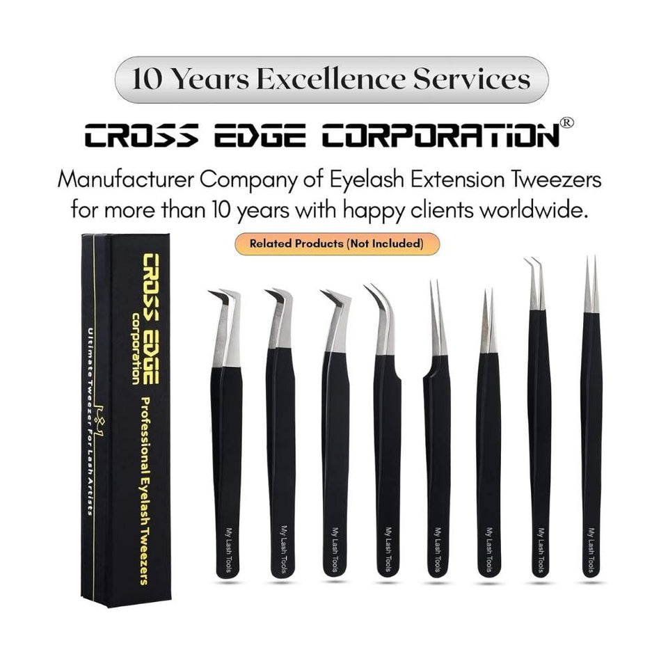 Black Eyelash Extension Curved 45 Degree Angled Tweezer - Cross Edge Corporation