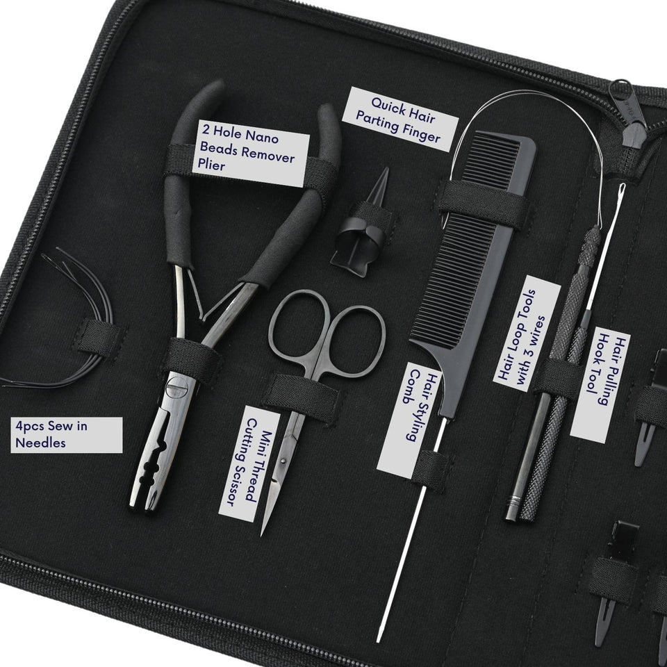 l Hair Extension Tools Kit for 2 Hole Bead Crimping Hook Loop & Salon Application - Cross Edge Corporation