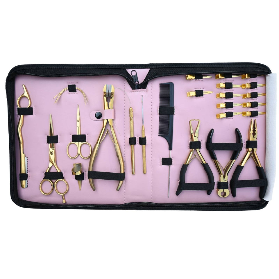 Hair Extension Tools Kit for Micro Bead Tape In Plier, Hair Razor & Parting Finger - Cross Edge Corporation