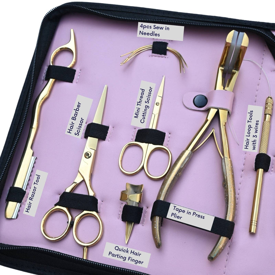 Hair Extension Tools Kit for Micro Bead Tape In Plier, Hair Razor & Parting Finger - Cross Edge Corporation