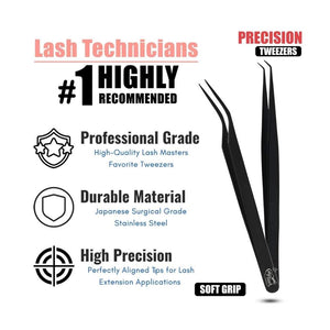Black Fiber Tip Isolation Lash Tweezers set - Cross Edge Corporation