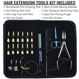 Hair Extension Tool Kit with Flat Bead Crimping Plier Hair Tail Comb  Sewing Needles - Cross Edge Corporation