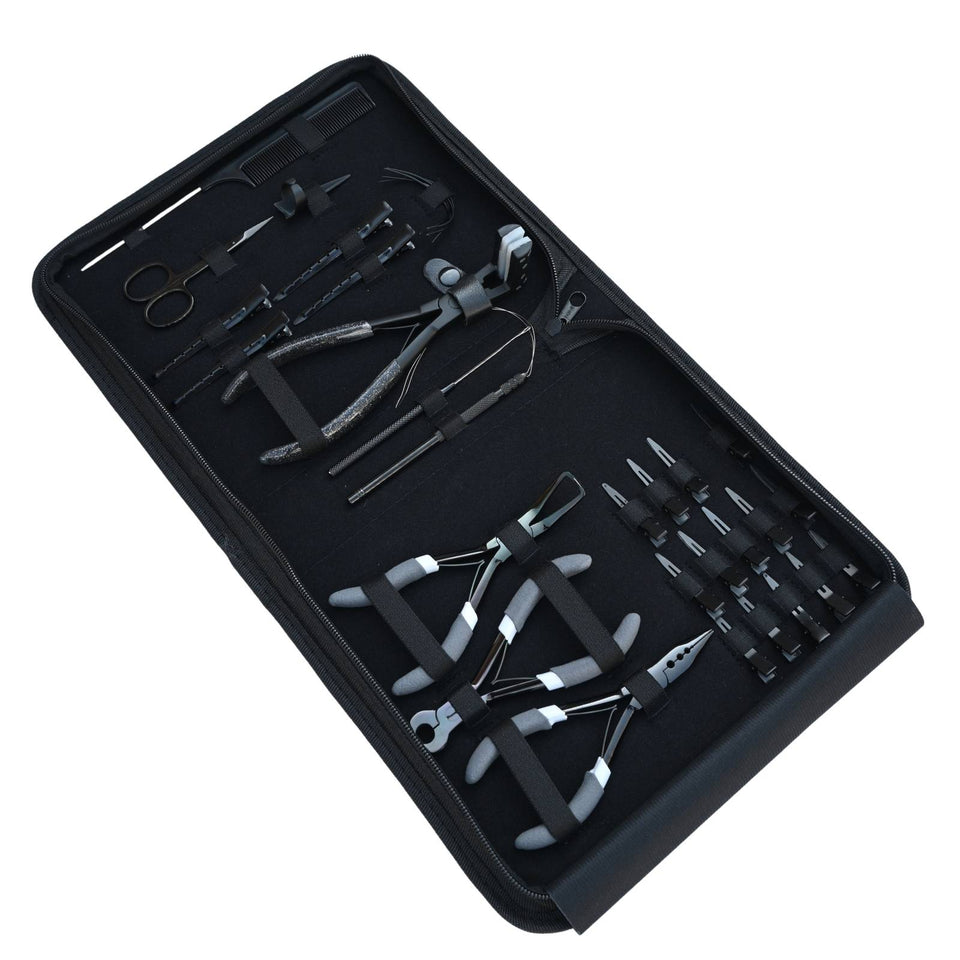 Hair Extension Tools Set with Loop Hook, Crimping Plier & Sectioning Clips - Cross Edge Corporation