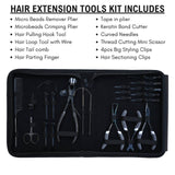 Hair Extension Tools Set with Loop Hook, Crimping Plier & Sectioning Clips - Cross Edge Corporation