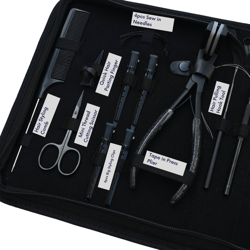 Hair Extension Tools Set with Loop Hook, Crimping Plier & Sectioning Clips - Cross Edge Corporation