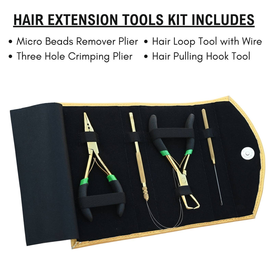 Hair Extension Tools Kit with Bead Remover, 3 Hole Crimping Plier & Loop Hook Set - Cross Edge Corporation