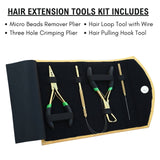 Hair Extension Tools Kit with Bead Remover, 3 Hole Crimping Plier & Loop Hook Set - Cross Edge Corporation