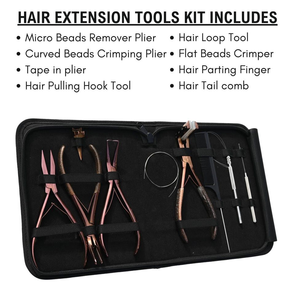 Hair Extension Tools Kit for Micro Bead Curved Crimping Tape In Hook Loop - Cross Edge Corporation