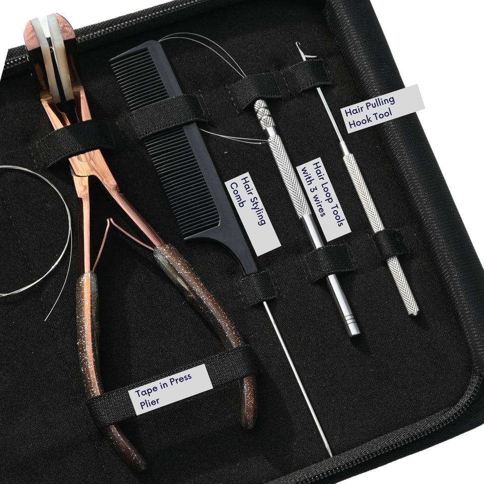 Hair Extension Tools Kit for Micro Bead Curved Crimping Tape In Hook Loop - Cross Edge Corporation