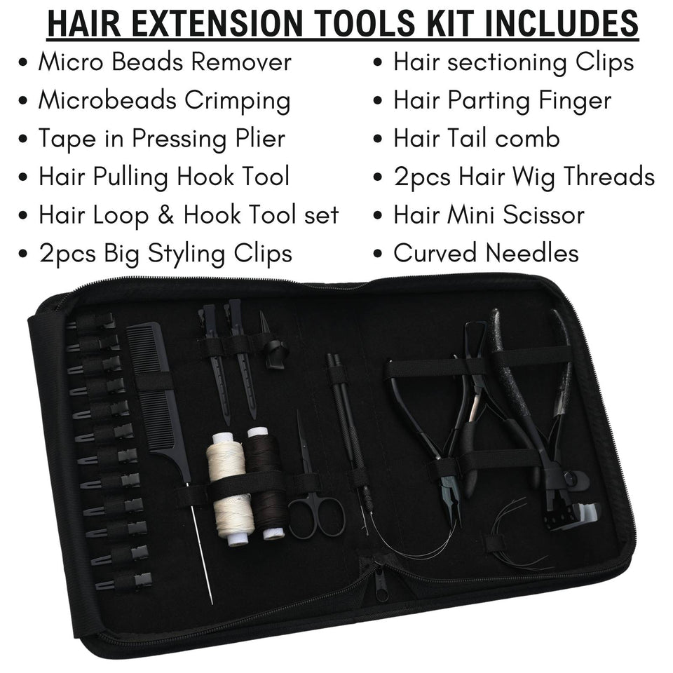 Hair Extension Tool Kit Tape In Pressing Loop Hook Wig Making & Salon Styling Set - Cross Edge Corporation