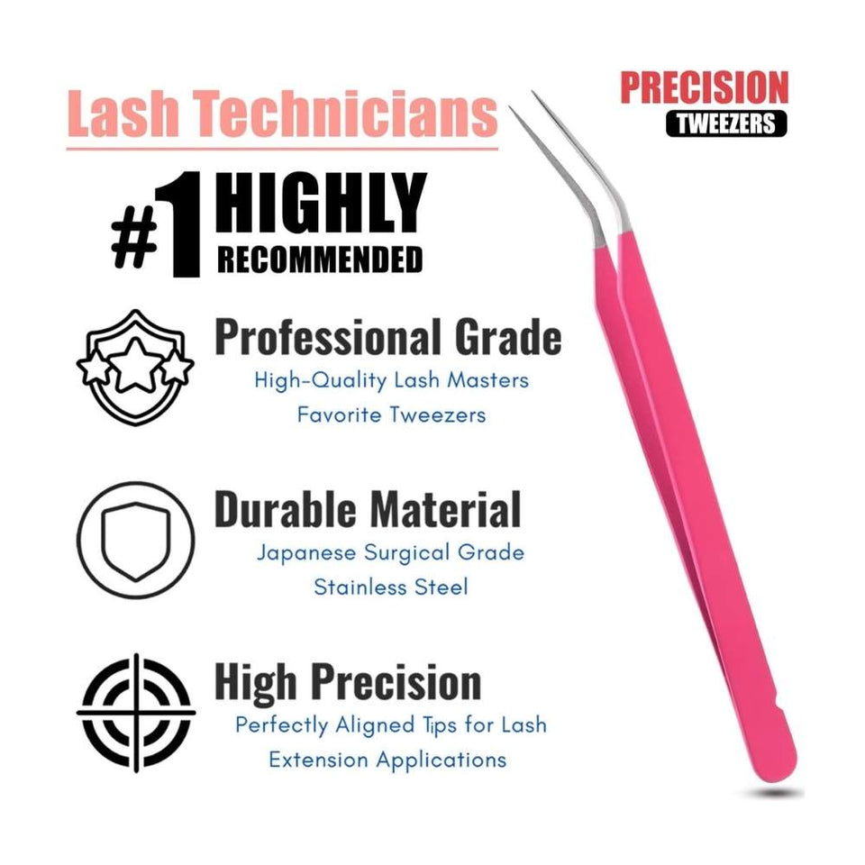 Mate Pink Solo fiber tip Isolation Lash Tweezers for Eyelash Extensions - Cross Edge Corporation
