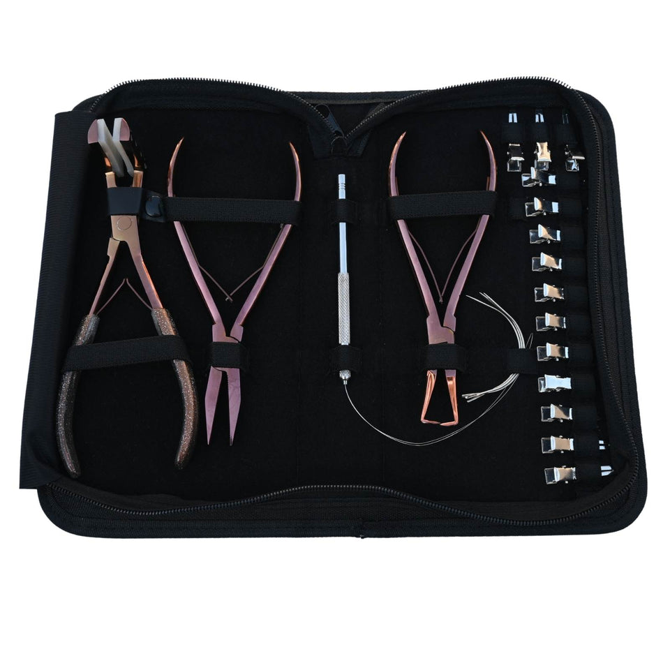 Hair Extension Tool Kit with Flat Crimping Plier, Tape in Press Tool & Loop Wire Set - Cross Edge Corporation
