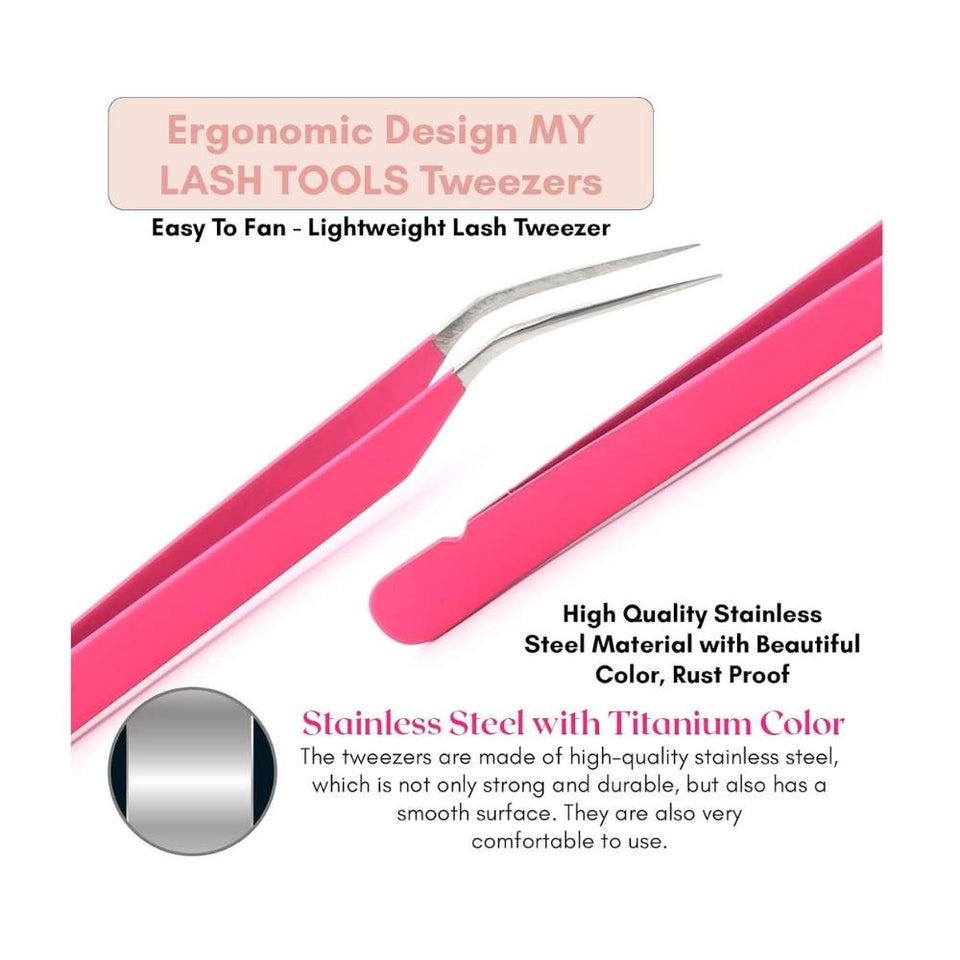 Mate Pink Solo fiber tip Isolation Lash Tweezers for Eyelash Extensions - Cross Edge Corporation