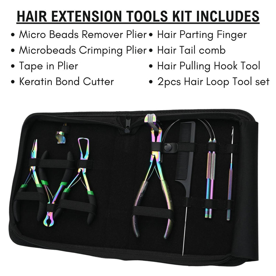 Hair Extension Tools Kit Tape In Plier Keratin Bond Cutter Hair Application Loop - Cross Edge Corporation
