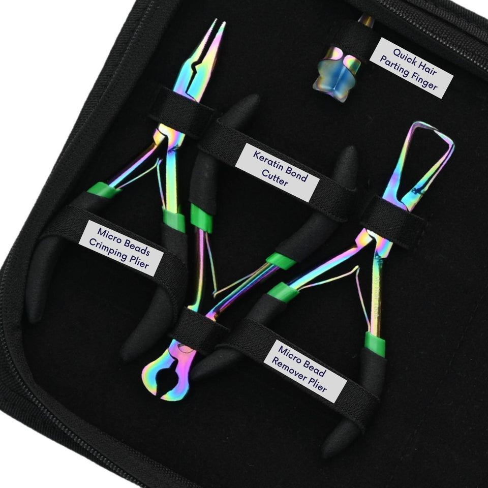 Hair Extension Tools Kit Tape In Plier Keratin Bond Cutter Hair Application Loop - Cross Edge Corporation