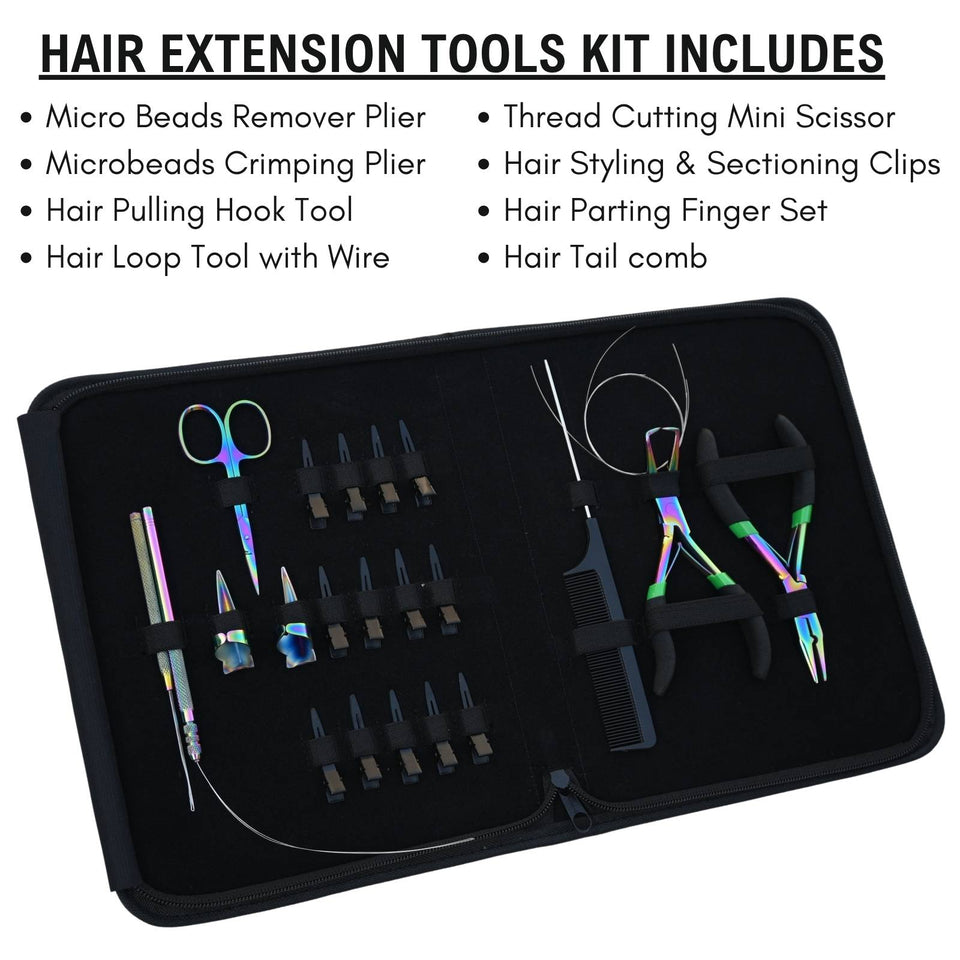 Hair Extension Tools Kit Professional Micro Beads Installation & Removal Pliers Set - Cross Edge Corporation