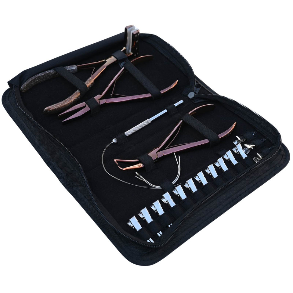 Hair Extension Tool Kit with Flat Crimping Plier, Tape in Press Tool & Loop Wire Set - Cross Edge Corporation