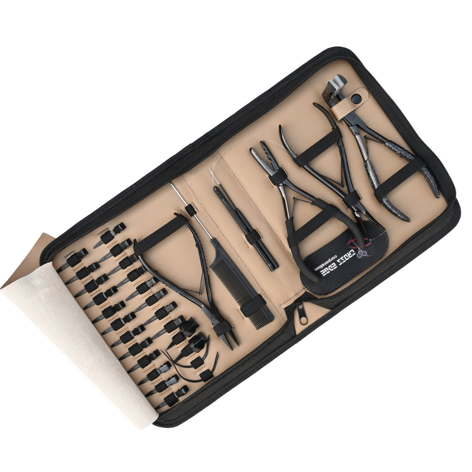 Hair Extension Tool Kit with Flat Crimping Plier, Tape In Press Tool Tail Comb - Cross Edge Corporation