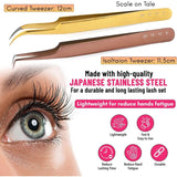 Eyelash Extensions Tweezers SET OF 2 Mini Isolation & Micro grip Tip Curved Volume Tweezers - Cross Edge Corporation