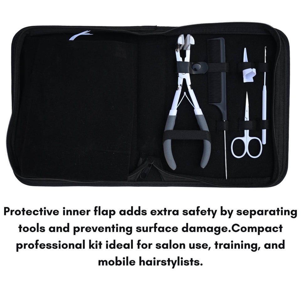White Hair Extension Tools Kit for Tape In, Micro Beads & Keratin Bond Cutter - Cross Edge Corporation