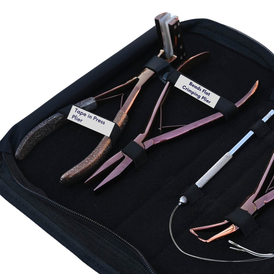 Hair Extension Tool Kit with Flat Crimping Plier, Tape in Press Tool & Loop Wire Set - Cross Edge Corporation