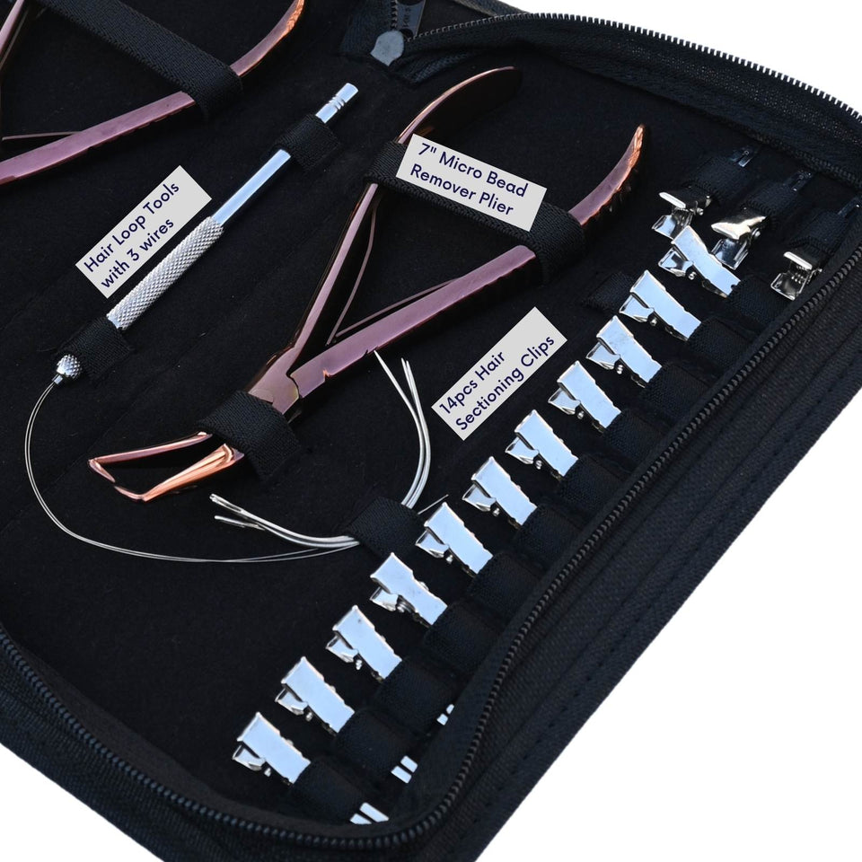 Hair Extension Tool Kit with Flat Crimping Plier, Tape in Press Tool & Loop Wire Set - Cross Edge Corporation