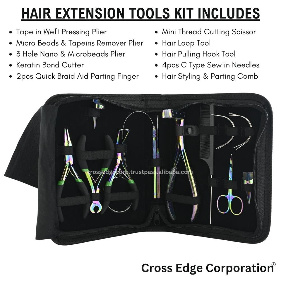 Rainbow All in one Hair extension tools | The Keratin Bond Cutter| Tape in Extension Plier - Cross Edge Corporation
