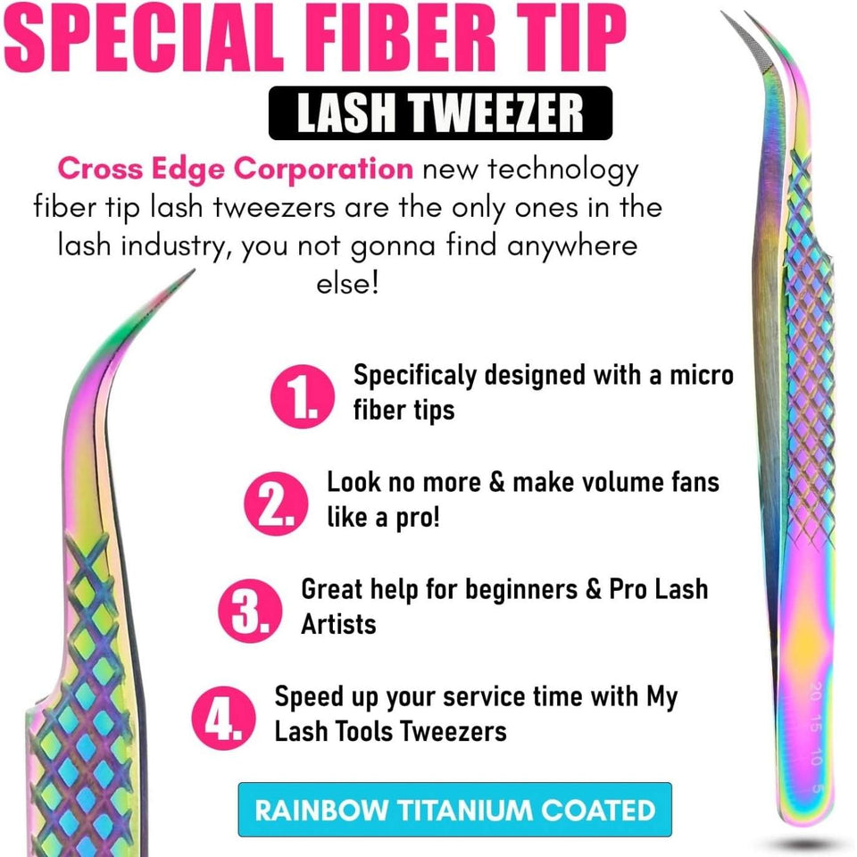 Rainbow Eyelash Extensions Tweezers SET OF 2 Micro grips - Cross Edge Corporation