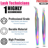 Rainbow Eyelash Extensions Tweezers SET OF 2 Micro grips - Cross Edge Corporation