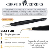 Black Fiber Tip Eyelash straight and curve tips Tweezers set - Cross Edge Corporation