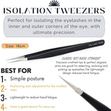Black Fiber Tip Eyelash straight and curve tips Tweezers set - Cross Edge Corporation
