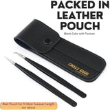 Black Fiber Tip Eyelash straight and curve tips Tweezers set - Cross Edge Corporation
