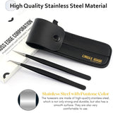 Black Fiber Tip Eyelash straight and curve tips Tweezers set - Cross Edge Corporation