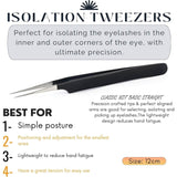 Black Fiber Tip Eyelash straight and 45-degree curve tips Tweezers set - Cross Edge Corporation
