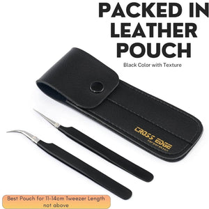 Black Fiber Tip Eyelash straight and 45-degree curve tips Tweezers set - Cross Edge Corporation