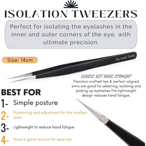 Black Eyelash Fiber Tip Tweezers SET OF 2 Straight and Curved Degree - Cross Edge Corporation