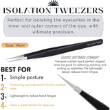 Black Eyelash Fiber Tip Tweezers SET OF 2 Straight and Curved Degree - Cross Edge Corporation