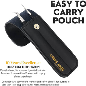 Black Eyelash Fiber Tip Tweezers SET OF 2 Straight and Curved Degree - Cross Edge Corporation