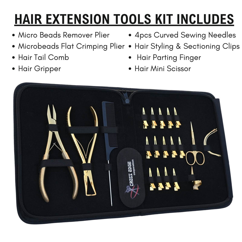 Hair Extension Tool Kit with Beads Remover Plier, Hair Gripper and Parting Finger - Cross Edge Corporation