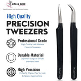 Black Fiber Tip Straight Pointed, and Curves Lash Tweezers for Volume Isolation set - Cross Edge Corporation