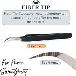 Black Fiber Tip Straight Pointed, and Curves Lash Tweezers for Volume Isolation set - Cross Edge Corporation