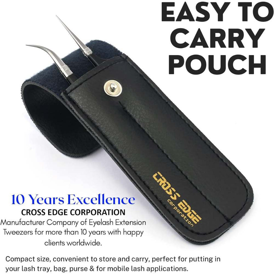 Black Fiber Tip Straight Pointed, and Curves Lash Tweezers for Volume Isolation set - Cross Edge Corporation
