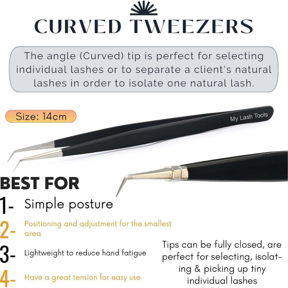 Black Fiber tip Lash Tweezers for Volume Isolation set - Cross Edge Corporation