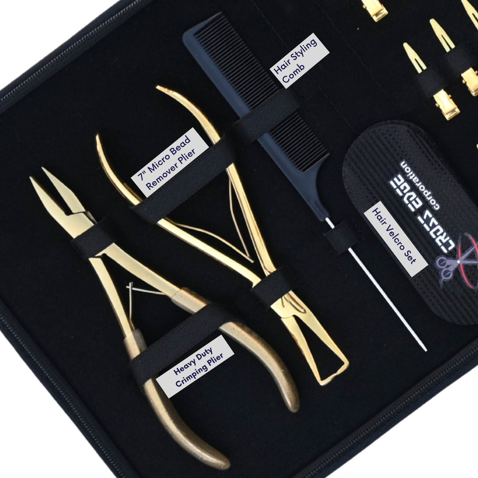 Hair Extension Tool Kit with Beads Remover Plier, Hair Gripper and Parting Finger - Cross Edge Corporation