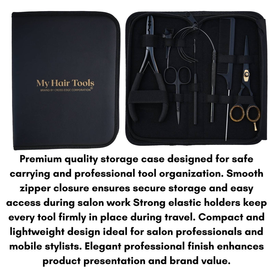 Black Hair Extension Tools Kit for Micro Bead Crimper, Loop, Hook and Scissors - Cross Edge Corporation