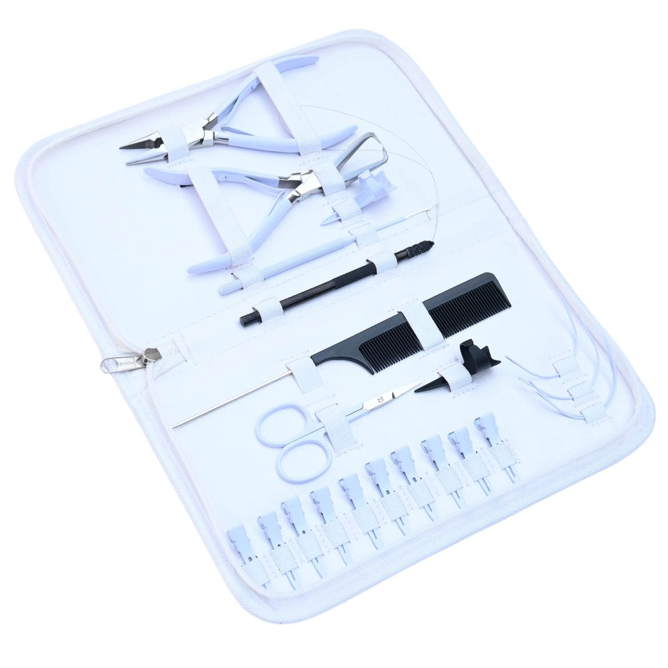 Hair Extension Tool Kit  Micro Beads Remover Plier 4pcs Curved Sewing Needles & Scissor - Cross Edge Corporation