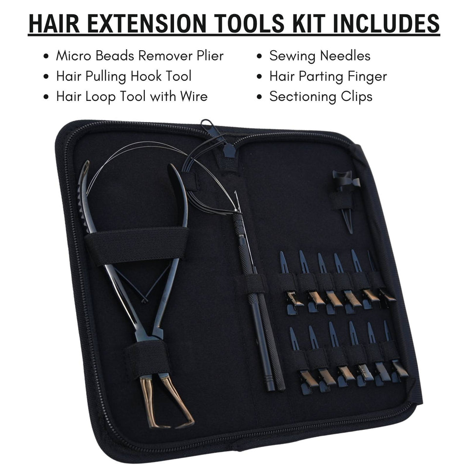 Hair Extension Tools Kit for Bead Removal Plier Hook Loop Sewing Needles - Cross Edge Corporation